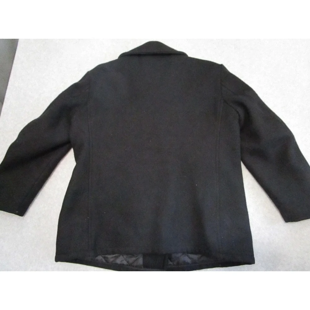 U.S. Navy Pea Coat‎ Wool Man's Size 46 Black Military Anchor Button Quilted 90s